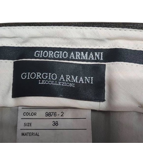 Giorgio Armani Le Collezioni Grey/Green Pants Size 38 Wide. Leather-ish Finish - Picture 7 of 8